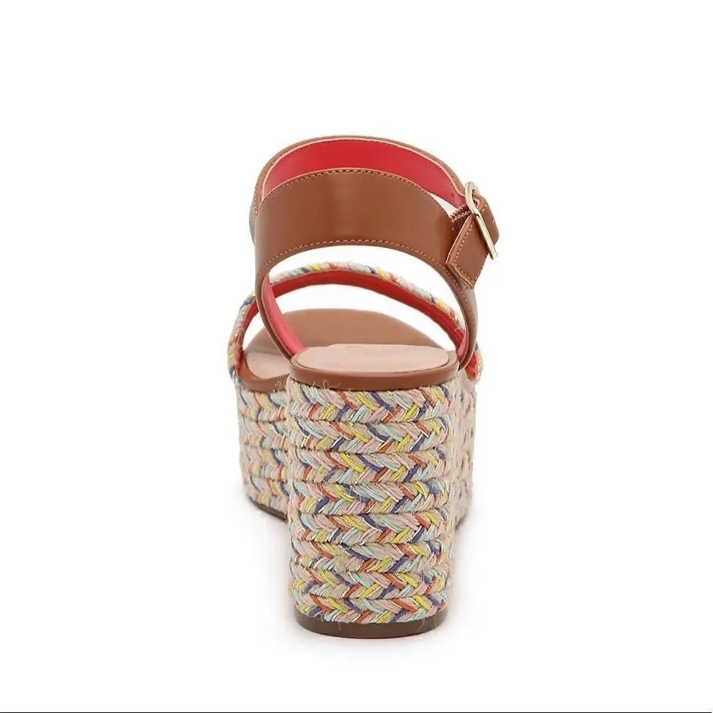 MIX NO. 6 CAMMIE WEDGE SANDAL in Color Cognac/Multi